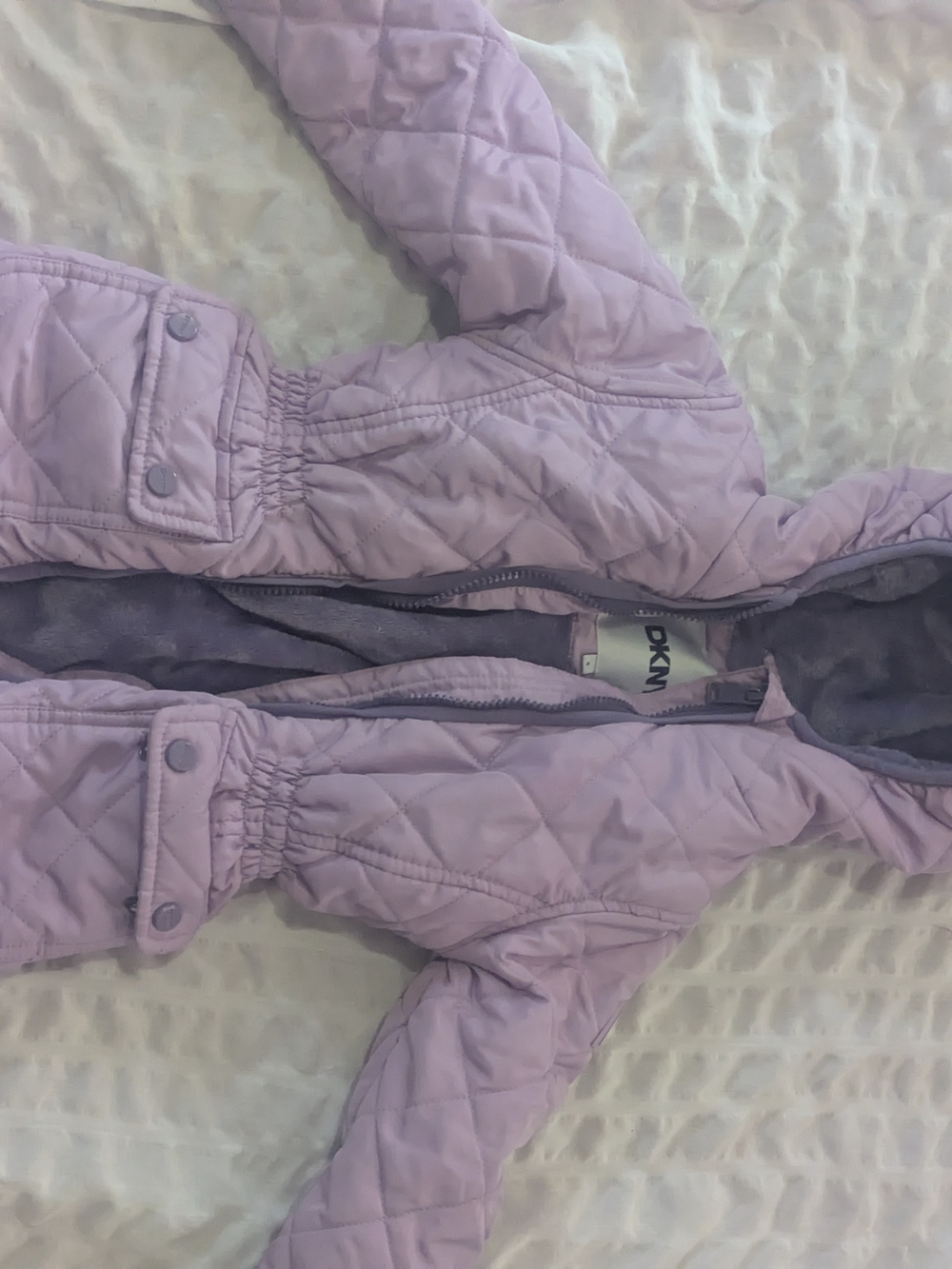 DKNY Lilac Quilted Hooded Puffer Coat